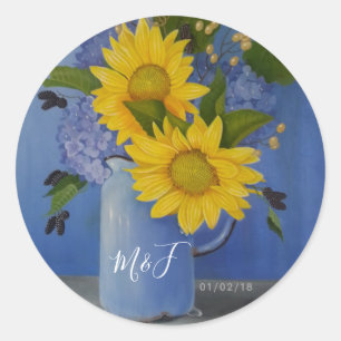 Sticker Rond Mariage Tournesols