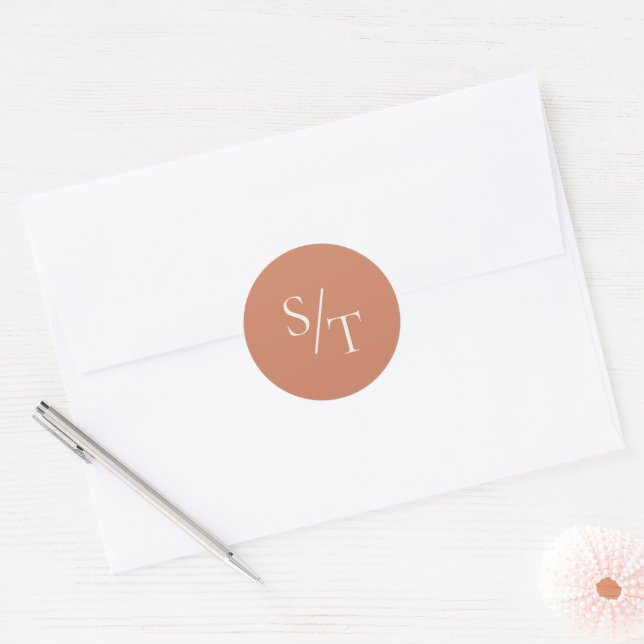 Sticker Rond Mariage traditionnel Burnt Orange élégant (Enveloppe)
