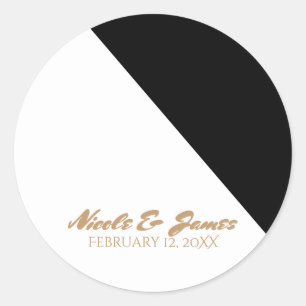 Sticker Rond Mariage triangle noir & blanc classique personnali