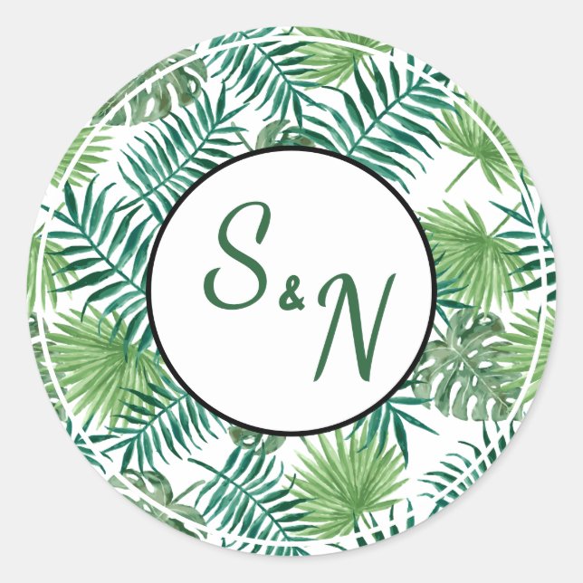 Sticker Rond Mariage Tropical Palm France (Devant)