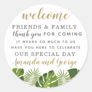Sticker Rond Mariage tropical, préférez un remerciement personn