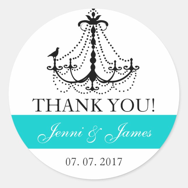 Sticker Rond Mariage turquoise Chandelier chandelier Favoriser  (Devant)
