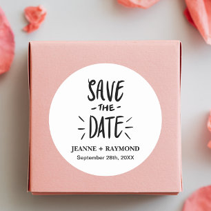 Sticker Rond Mariage Typographie Moderne Écrivez la Date Person