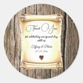 Sticker Rond Mariage unique de défilement et de plume