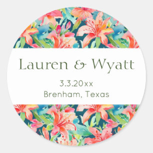 Sticker Rond Mariage végétal tropical lumineux