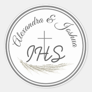 Sticker Rond Mariage Verse Bible Catholique Cadre