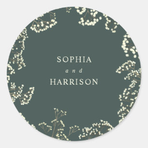 Sticker Rond Mariage vert Gypsophila serviettes