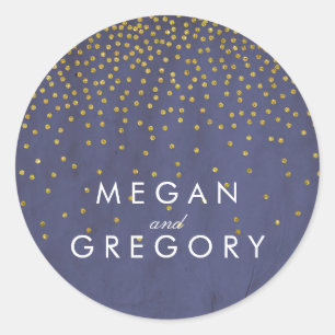 Sticker Rond Mariage vintage Gold Confetti