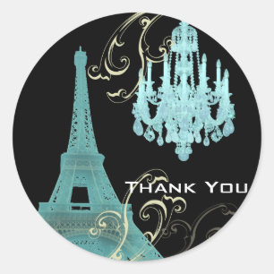 Sticker Rond Mariage vintage Paris Tour Eiffel
