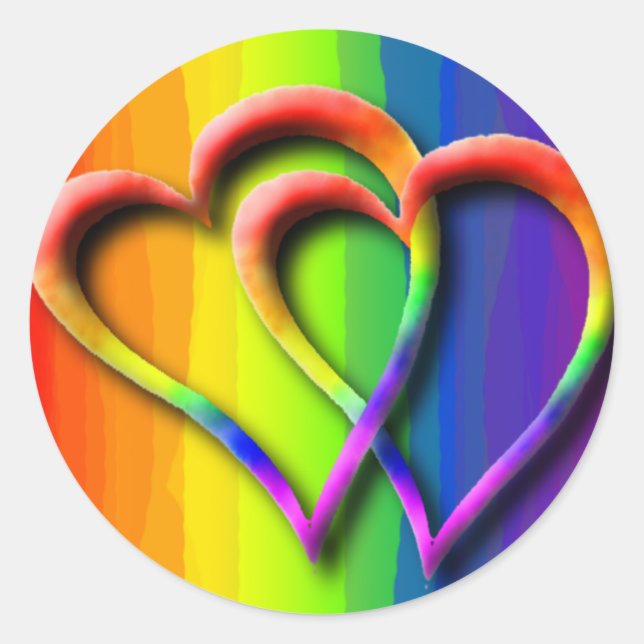 Sticker Rond Mariages gays deux coeurs Invitation RSVP Date de  (Devant)