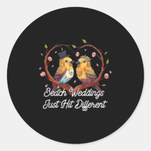 Sticker Rond Mariages Plage Juste Touché Différents Mariages