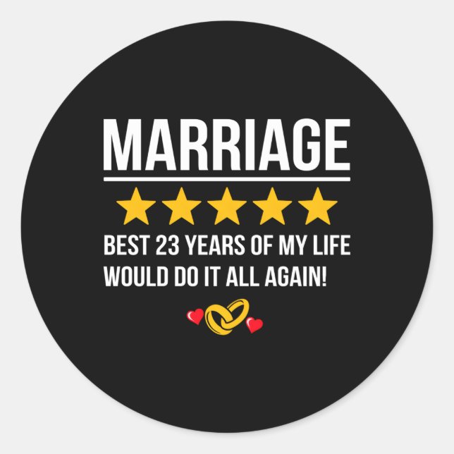 Sticker Rond Marié 23 Ans 23E Mariage Anniversaire (Devant)