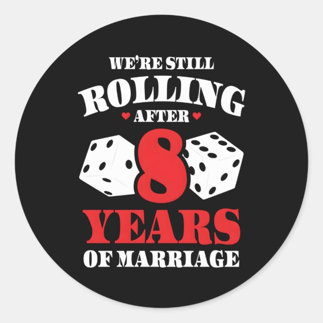 Sticker Rond Marié 8 Ans 8E Anniversaire Mariage (Devant)