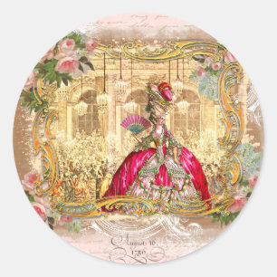 Sticker Rond Marie Antoinette fête en rose à Versailles
