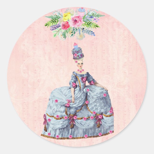 Sticker Rond Marie Antoinette ~ Laissons-les manger du gâteau A (Devant)