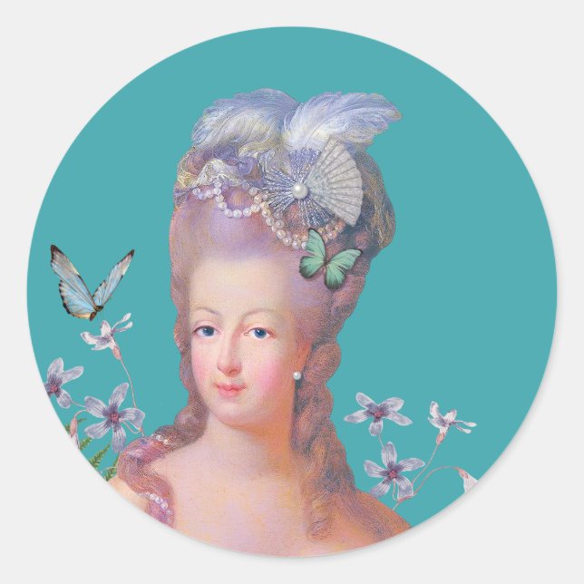 Sticker Rond Marie Antoinette Mange Du Gâteau Anniversaire (Devant)