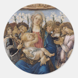 Sticker Rond Marie avec enfants et anges chanteurs par Botticel