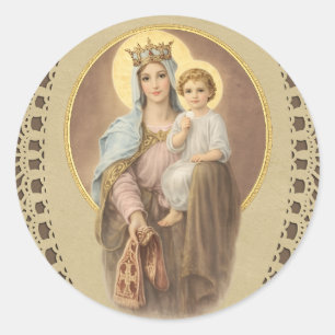 Sticker Rond Marie bénie Mère des Prêtres Jésus Eucharistie