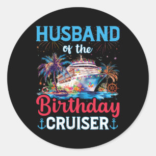 Sticker Rond Marié du Croiseur d'Anniversaire Drôle de Croisièr