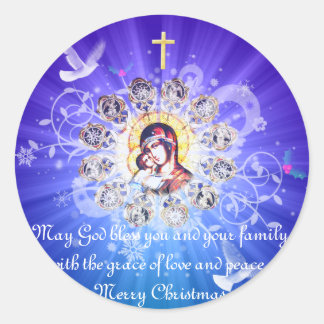 Sticker Rond Marie et Jésus