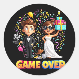 Sticker Rond Marié game-over bride mariage célibataire