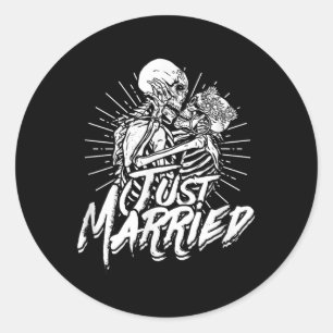 Sticker Rond Marié - Mariée Et Femme Skeleton Couple