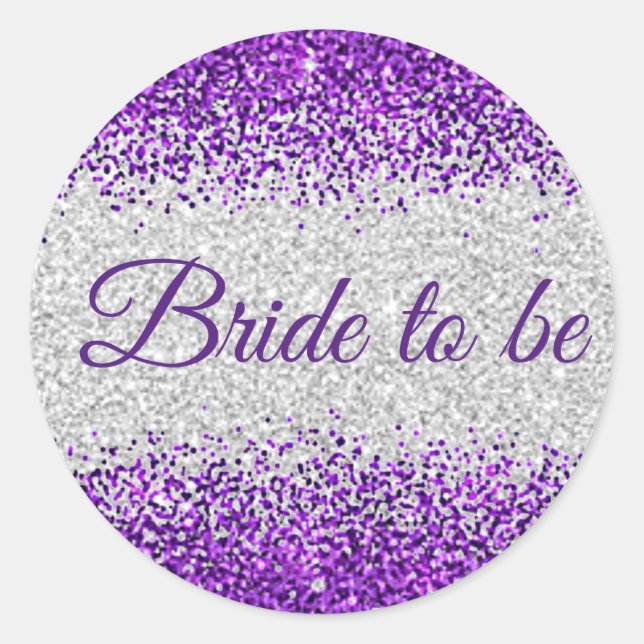 Sticker Rond Mariée à être - Argent blanc / Épersion violette (Devant)