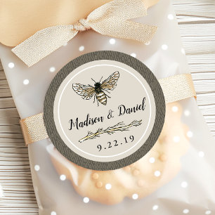 Sticker Rond Mariée à être Rustique Ocre Élégant Mariage Vintag