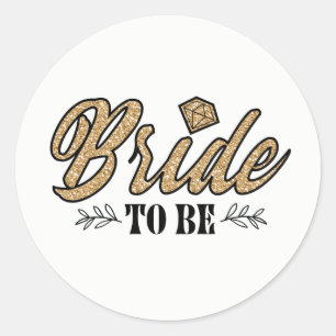 Sticker Rond Mariée à la fête des collectionneurs-Or et Noir