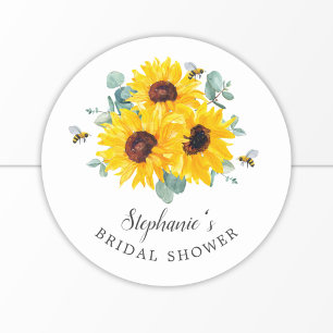 Sticker Rond Mariée à l'abeille Nid d'abeille Tournesol Fête de