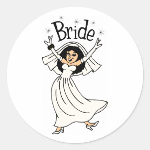 Sticker Rond Mariée (Cheveux noirs)