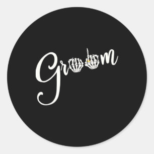 Sticker Rond Mariée de mari gothique cool crâne squelette annea