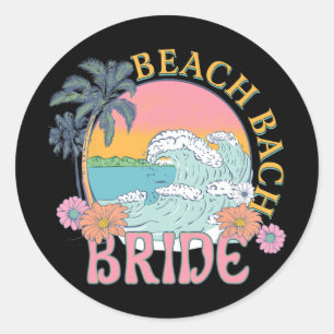 Sticker Rond Mariée de plage Bach Demoiselle d'honneur Rétro Ét