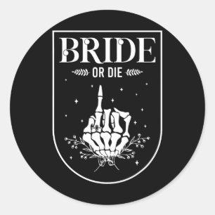 Sticker Rond Mariée d'Halloween ou Meurt Gothique Enterrement d