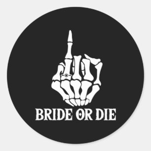 Sticker Rond Mariée d'Halloween ou squelette à la main enterrem