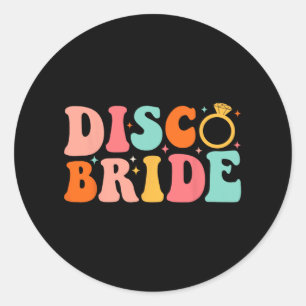 Sticker Rond Mariée Disco Future Mme Groovy Rétro Enterrement d