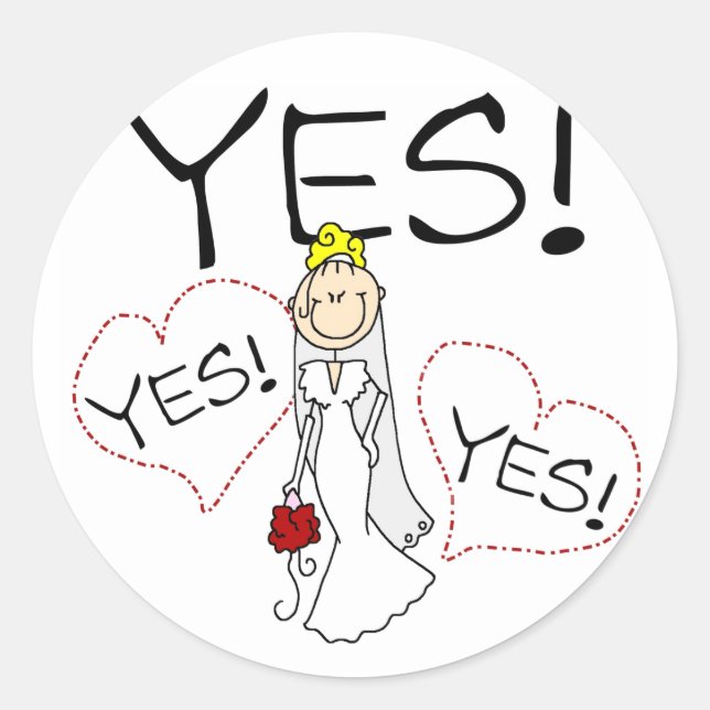 Sticker Rond Mariée dit oui chemises et cadeaux (Devant)