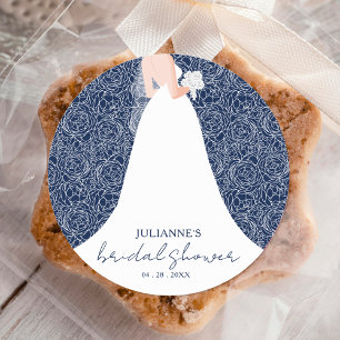 Sticker Rond Mariée en Mariage habillé Marine Fête des mariées
