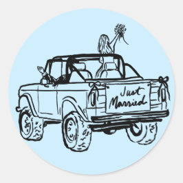 Sticker Rond mariée et mariée dans un SUV marié