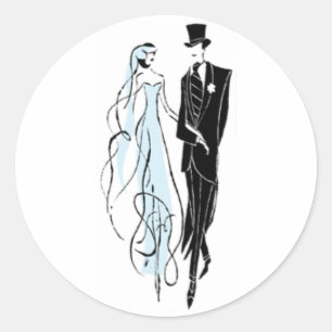 Sticker Rond Mariée et salle