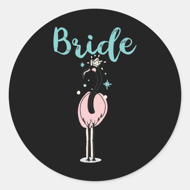 Sticker Rond Mariée - Flamant Rose Mignon Enterrement de Vie de (Devant)