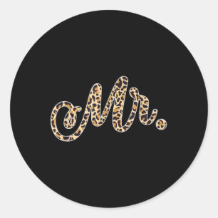Sticker Rond Mariée Groom M. Empreinte de léopard Mariage Coup