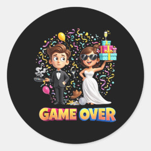 Sticker Rond Mariée groom marié mariage Bachelor