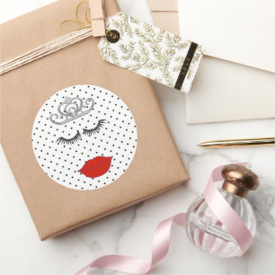Sticker Rond MARIÉE Où est mon rouge à lèvres Tiare de mariage