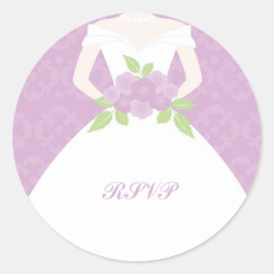 Sticker Rond Mariée pourpre Damask