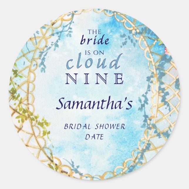 Sticker Rond Mariée sur un nuage Neuf Rococo Fête de mariage (Devant)