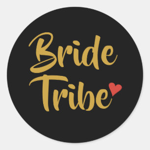Sticker Rond Mariée Tribe Coeur rouge