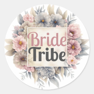 Sticker Rond Mariée Tribe Floral Élégant Chic Moderne Design