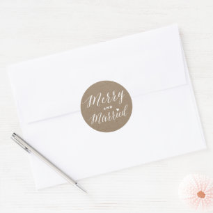 Sticker Rond Mariés et Heureux Kraft Mariage de Fêtes
