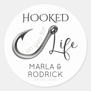 Sticker Rond Mariés Pour la Vie Accro à Toi